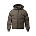 Eine dunkelgrau, gepolsterte FC Augsburg Pufferjacke mit Kapuze (1)