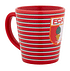 FCA Tasse in rot mit mehreren kleinen FCA Retrostreifen darauf (1)