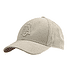 Seitenansicht einer beigefarbenen Cord-Cap mit flachem Schirm und dem gestickten "FCA"-Retro Wappen  (1)