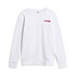 Vorderansicht eines weißen Sweatshirts mit Rundhalsausschnitt (1)