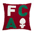 FCA Kissen in dunkelrot mit den Buchstaben F(weiß) C(grün) A(grün) und Zirbelnuss(weiß) in Frotteest (3)
