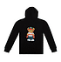 Hinteransicht der FCA-Kinder Hoodie Teddy Schwarz mit Großer Rückenaufdruck des Teddybären. (3)