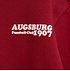 Rückansicht des weinroten Hoodies mit großem weißem Skyline (3)